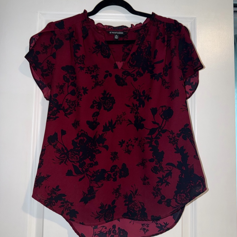 41 Hawthorn Burgundy Floral Blouse